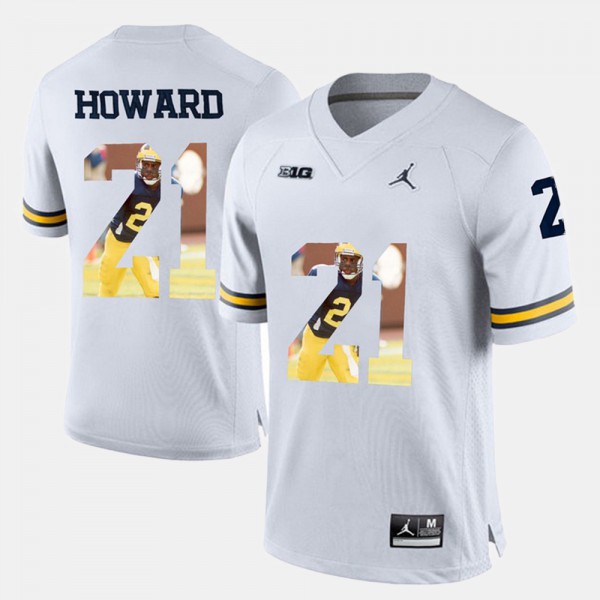 University of Michigan #21 For Men's Desmond Howard Jersey White Player Pictorial University